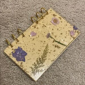 Floral Ring-Bound Notebook with Gold Accents